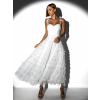 Bílé elegantní tylové šaty SCHINICHI s volánky
