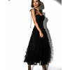 Černé elegantní tylové šaty SCHINICHI s volánky