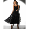 Černé elegantní tylové šaty SCHINICHI s volánky