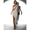 Krémové třpytivé elegantní šaty HISAKO s flitry