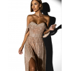 Bronzové plesové třpytivé šaty KAITO s flitry