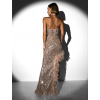 Béžové večerní šaty MITSUKI s flitry a peřím