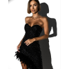 Černé večerní šaty MITSUKI s flitry a peřím