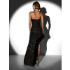 Černozlaté večerni šaty MITSUKI s flitry a peřím