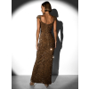 Hnědé společenské šaty SATORU s flitry