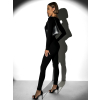 Černý elastický overal ROLDANA s výstřihem