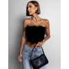Černý elegantní top DAVID s peříčky