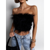 Černý elegantní top DAVID s peříčky