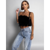 Černý elegantní top DAVID s peříčky