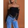 Černý elegantní crop top MIJAEL