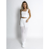 Bílé basic plisované široké kalhoty SELIE