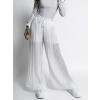 Bílé basic plisované široké kalhoty SELIE