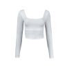 Bílý elastický basic top ZATES s dlouhým rukávem