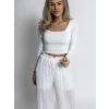 Bílý elastický basic top ZATES s dlouhým rukávem