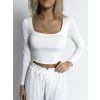 Bílý elastický basic top ZATES s dlouhým rukávem
