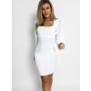 Bílé basic šaty RIENYE s dlouhým rukávem