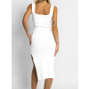 Bílé basic úpletové  midišaty ROBESINE s rozparkem