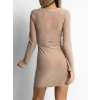 Béžové basic elastické šaty RIENYE s dlouhým rukávem