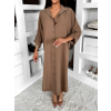 Hnědé basic dlouhé košilové šaty košile NESSY
