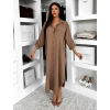 Hnědé basic dlouhé košilové šaty košile NESSY