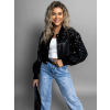 Černý koženkový bomber CREEDE s kamínky