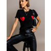 Černé basic triko LIEBESTE se srdíčky