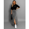 Šedá dlouhá džínová sukně JANDRIS