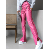 Růžové koženkové kalhoty ELETRA se zipy