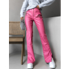 Růžové koženkové kalhoty ELETRA se zipy