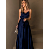 Tmavě modré dlouhé elegantní šaty YASMINE s rozparkem