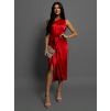 Červené lesklé elegantní šaty LIBIOSI s uzlem