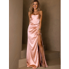 Starorůžové plesové dlouhé saténové šaty VOLINET