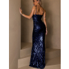 Tmavě modré dlouhé plesové šaty ETOLY s flitry
