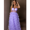 Fialové tylové plesové šaty ARIADNA s volánky