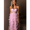 Růžové tylové plesové šaty ARIADNA s volánky