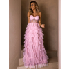 Růžové tylové plesové šaty ARIADNA s volánky