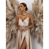 Béžové dlouhé šaty FAIRYTALE s rozparkem