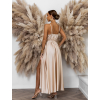 Béžové dlouhé šaty FAIRYTALE s rozparkem
