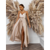 Béžové dlouhé šaty FAIRYTALE s rozparkem