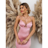 Růžové saténové šaty DIMETRODON na ramínka