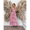 Starorůžové dlouhé šaty SUSANI s volánky pro družičky