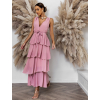 Starorůžové dlouhé šaty SUSANI s volánky pro družičky