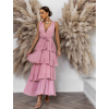 Starorůžové dlouhé šaty SUSANI s volánky pro družičky