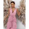 Starorůžové dlouhé šaty SUSANI s volánky pro družičky