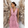 Starorůžové dlouhé šaty SUSANI s volánky pro družičky