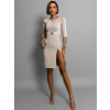 Béžové elegantní midi šaty ROHAN s páskem
