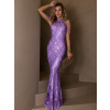 Fialové třpytivé plesové dlouhé šaty KAVYLET