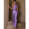 Fialové třpytivé plesové dlouhé šaty KAVYLET