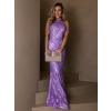 Fialové třpytivé plesové dlouhé šaty KAVYLET