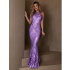 Fialové třpytivé plesové dlouhé šaty KAVYLET